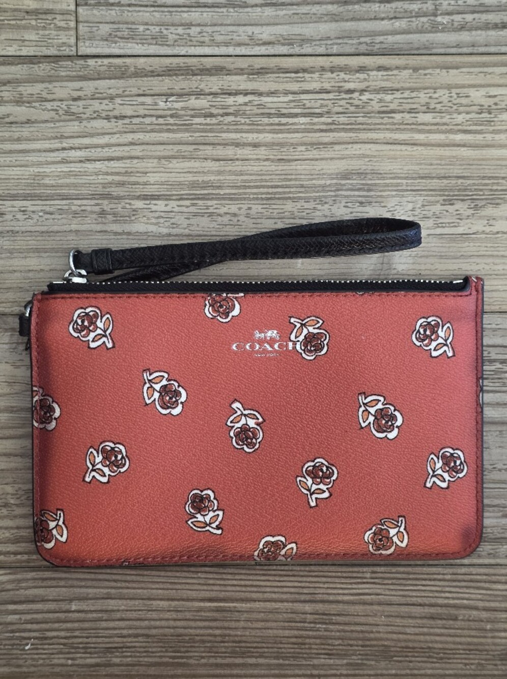 Coach Red Floral Wristlet